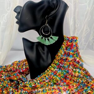 Chic Mint Tassel Earrings